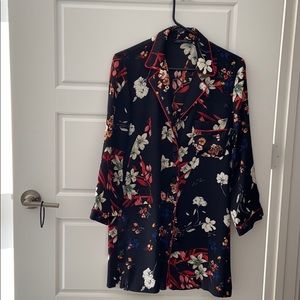 Floral Pajama Long Blazer (is Dress)